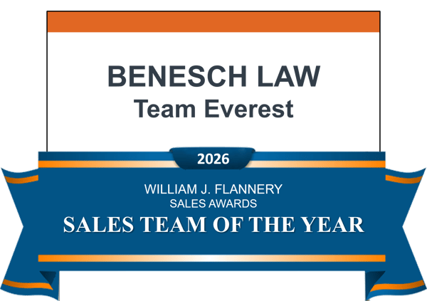 2026 sales team of the year banner for Benesch Law 2026 sales team of the year banner for Benesch Law